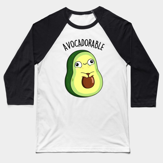 Avoc-adorable Cute Funny Avocado Pun Baseball T-Shirt by punnybone